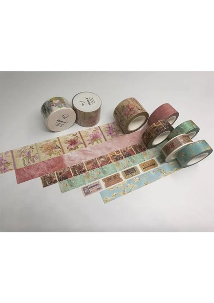 MT146 Büyük Fincan Stili Alideco Washi Maskeleme Bantları Retro Kahve Çiçek Dekoratif Yapışkanlı Scrapbooking Kendi Başına Yap Kağıdı Japon Çıkartmaları 1.5cm * 10M (Yurt Dışından) indirimleri
