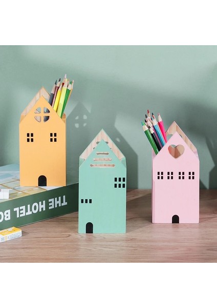 R Stili 2023 Yeni Varış Kawaii Ev Şekli Ahşap Kalemlik Masa Düzenleyici Saklama Kutusu Okul Ofis Aksesuarları Kırtasiye Basit Ahşap (Yurt Dışından) fiyatları