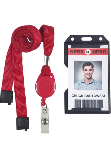 V Kırmızı Siyah Stil Bestom Kimlik Kartı Tutacağı Doktor Hemşire Isim Etiketi Çalışma Kartı Tutacağı Geçiş Kapağı Boyun Askısı Ipi Çalışan Şirket Personeli Için (Yurt Dışından)