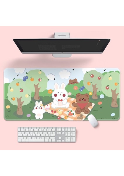 U-800X300X2MM Stili Ins Tarzı Sevimli Pembe Gezegen Tavşan Mouse Pad Oyun Büyük Süper Kawaii Bilgisayar Mat Kaymaz Klavye Pedi Ev Ofis Masaüstü Mat (Yurt Dışından)