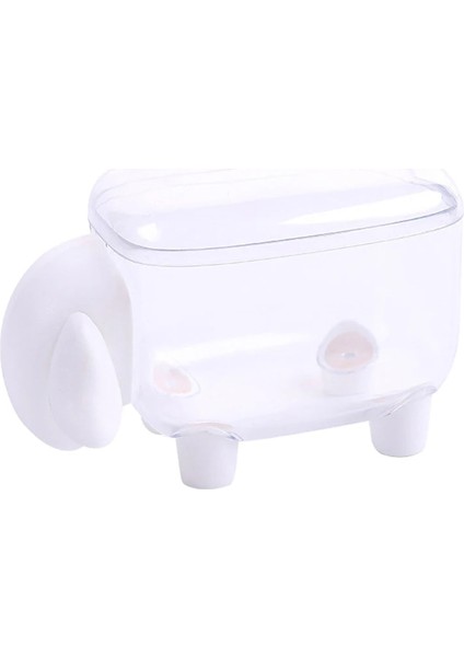 Beyaz Stil Güzel Koyun Şekli Şeffaf Saklama Kutusu Plastik Pamuklu Çubukla Kırtasiye Organizatör Ofis Masaüstü Süsleme (Yurt Dışından)