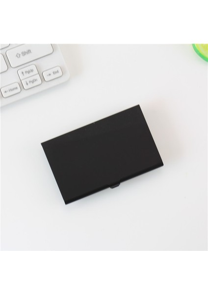 Siyah Stil Lazer Kazınmış Logo Paslanmaz Çelik Alüminyum Metal Kasa Kutu Iş Kımlık Adı Kredi Kartı Tutucu Kapak Adı Kart Kart Kılıfı (Yurt Dışından)