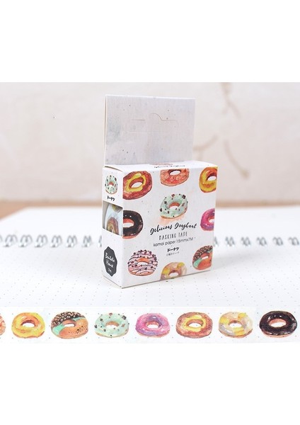 N Tarzı Donut Sakura Tüy Dekoratif Washi Bant Yapışkan Bant Dıy Scrapbooking Etiket Etiket Maskeleme Bandı (Yurt Dışından)