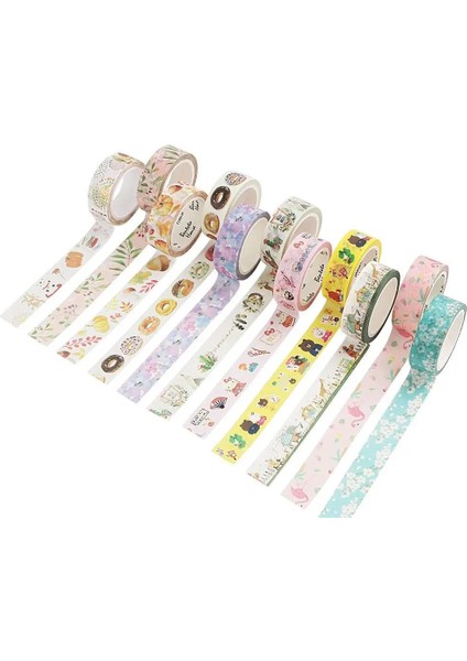 N Tarzı Donut Sakura Tüy Dekoratif Washi Bant Yapışkan Bant Dıy Scrapbooking Etiket Etiket Maskeleme Bandı (Yurt Dışından)
