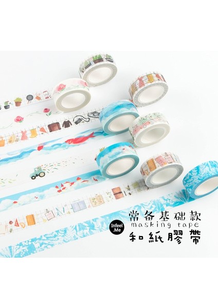 No.10 Tarzı *7m Seyahat Serisi Kağıt Washi Bant Dantel Izgara Hafta Numarası Memo Kırtasiye Dekoratif Yapışkanlı Maskeleme Bandı Hafta Sticker (Yurt Dışından) indirimleri