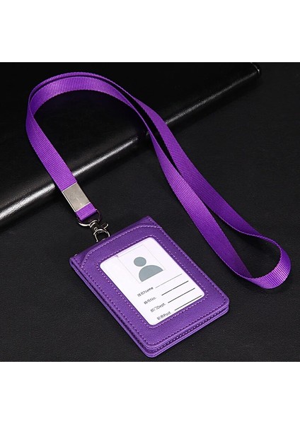 Stil1-Mor Stil Kordon ile Kart Sahibi Boyun Askısı Rozet Tutucu Personel Kimlik Kartı Otobüs Kimliği Masa Organizatör Kırtasiye Ofis Okul Malzemeleri (Yurt Dışından)