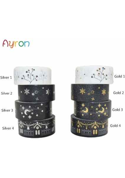 Gümüş 3 Tarzı Washi Tape Gold Flowersstars Washi Set Planner Time Kawaii Washi Tape Lot Japon Dıy Karalama Defteri Fita Adesiva Papeleria (Yurt Dışından)