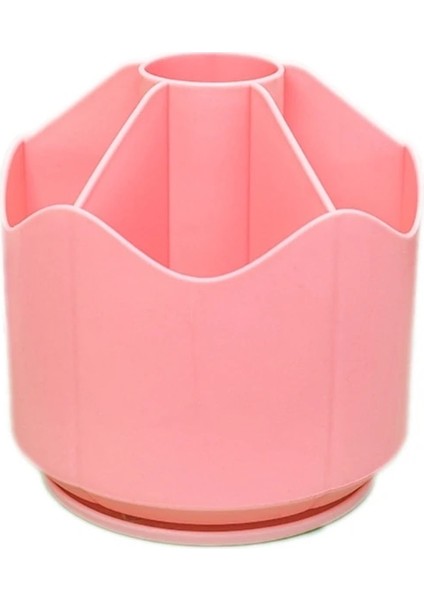 Pembe Tarzı 360 Derece Dönen Kalemlik Büyük Kapasiteli Kalem Kalem Pot Plastik Kırtasiye Masa Düzenleyici Kutusu Makyaj Fırça Rafı (Yurt Dışından)