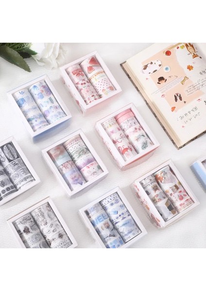 No.2 Tarzı Ack Flamingo Çiçek Kız Günlüğü Mermi Washi Bant Seti Dıy Scrapbooking Sticker Etiket Maskeleme Bandı Okul Ofis Tedarik (Yurt Dışından)