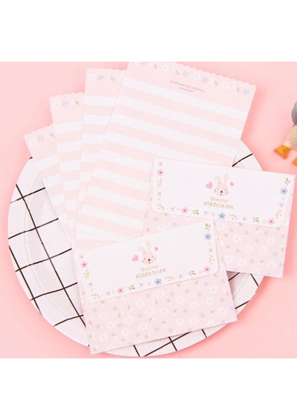 Bir Stil Et Kawaii Tavşan Penguen Çiçek 2 Zarf + 4 Kağıt Mektup Yaratıcı Kırtasiye Hediye Okul Ofis Malzemeleri (Yurt Dışından)