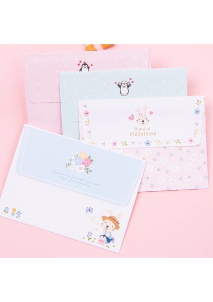 Bir Stil Et Kawaii Tavşan Penguen Çiçek 2 Zarf + 4 Kağıt Mektup Yaratıcı Kırtasiye Hediye Okul Ofis Malzemeleri (Yurt Dışından) modelleri