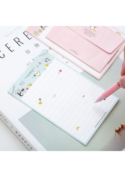 Bir Stil Et Kawaii Tavşan Penguen Çiçek 2 Zarf + 4 Kağıt Mektup Yaratıcı Kırtasiye Hediye Okul Ofis Malzemeleri (Yurt Dışından) fırsatları
