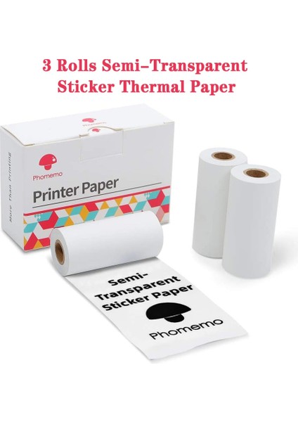 Yarı Şeffaf Stil Termal Kağıt Phomemo Yazdırılabilir Etiket Kendinden Yapışkanlı Fotoğraf Ruloları Phomemo SM02PRO Mini Protable Yazıcı Için Kağıt (Yurt Dışından)