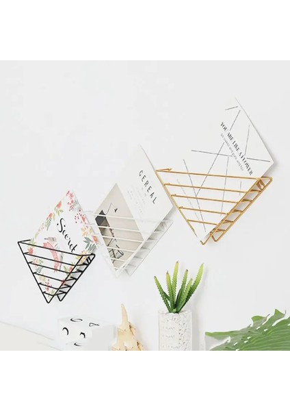 Beyaz Stil 1 Adet Iskandinav Geometrik Şekil Demir Dergi Depolama Rafı Duvar Asılı Sepet Ev Kitap Organizatör Dekor Dergi Kitap (Yurt Dışından) fiyatları