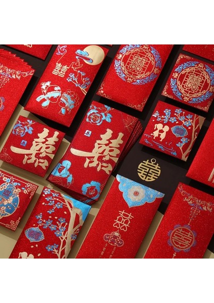 Karışık Renk Stili (Lot) 9X9CMX17CM Düğün Çin Tarzı Xi Kırmızı Zarf Lüks Düğün Malzemeleri Nakit Hediye Çantası Nişan Hediyesi (Yurt Dışından) fiyatları