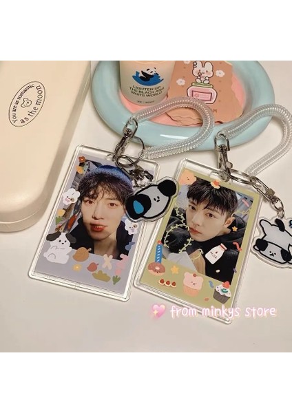 Kedi Tarzı Mınkys Yeni Varış Kawaii Köpek Akrilik Şeffaf Kpop Fotocard Tutucu Fotoğraf Kartı Idol Tutucu Kolye ile Kollu Toplamak (Yurt Dışından) modelleri