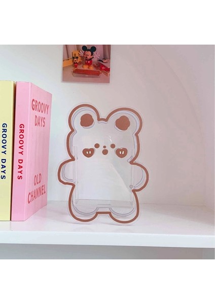 H05 Tarzı Kawaii Şeffaf Akrilik Kalem Tutucu Masaüstü Organizatör Ins Yeni Moda Sevimli Ayı Tavşan Ofis Kırtasiye Kozmetik Saklama Kutusu (Yurt Dışından)