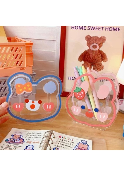H05 Tarzı Kawaii Şeffaf Akrilik Kalem Tutucu Masaüstü Organizatör Ins Yeni Moda Sevimli Ayı Tavşan Ofis Kırtasiye Kozmetik Saklama Kutusu (Yurt Dışından) fiyatları