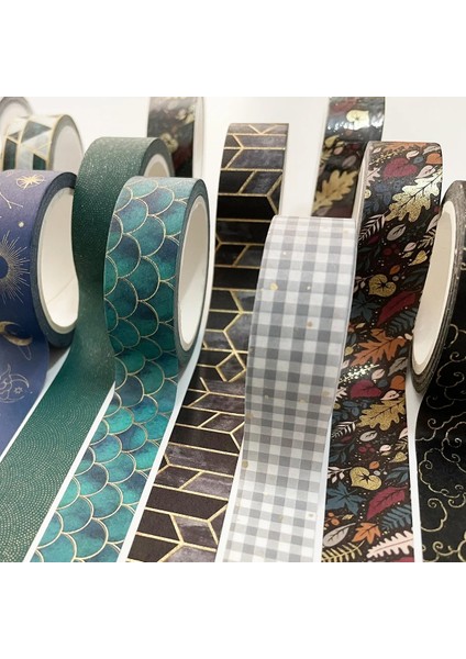 K Tarzı Vintage Washi Bant Siyah Altın Folyo Baskı Dekoratif Sanatlar Için Bantlar Diy El Sanatları Planlayıcıları Karalama Defteri Sarma 15MM (Yurt Dışından) indirimleri