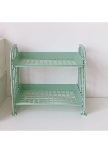 Yeşil Stil Kawaii Macaron Minimalist Masa Masaüstü Organizatör Depolama Rafı Öğrenci Yurdu Katlanır Içi Boş Raf Cilt Bakımı Depolama Rafı (Yurt Dışından)