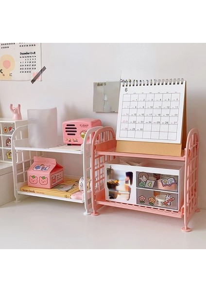 Yeşil Stil Kawaii Macaron Minimalist Masa Masaüstü Organizatör Depolama Rafı Öğrenci Yurdu Katlanır Içi Boş Raf Cilt Bakımı Depolama Rafı (Yurt Dışından) modelleri