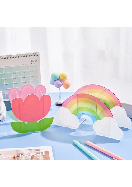 OSS23128YJX Stili Sevimli Kaktüs Gökkuşağı Şekli Akrilik Kalemlik Çok Bölmeli Kalem Kutusu Çocuklar Masaüstü Kırtasiye Organizatör Okul Ofis Için (Yurt Dışından) fiyatları