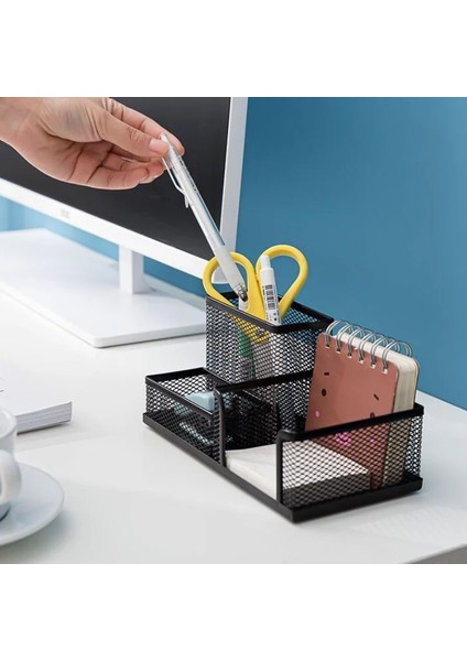 Siyah Stil Masa Kırtasiye Organizatör Yaratıcı Metal Kalemlik Kalem Dosya Depolama Rafı 3 Izgara Saklama Kutusu Ofis Aksesuarları (Yurt Dışından) fırsatları