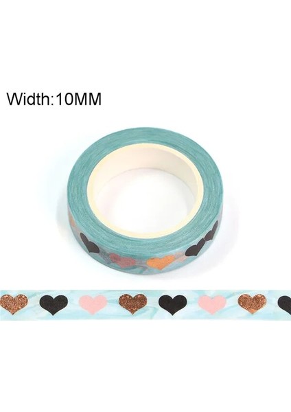 No.12 Tarzı Altın Folyo Kalp Washi Bant Sevgililer Günü Maskeleme Bandı Scrapbooking Kawaii Aşk Çiçek Dekoratif Bant Sabit Malzemeler (Yurt Dışından)