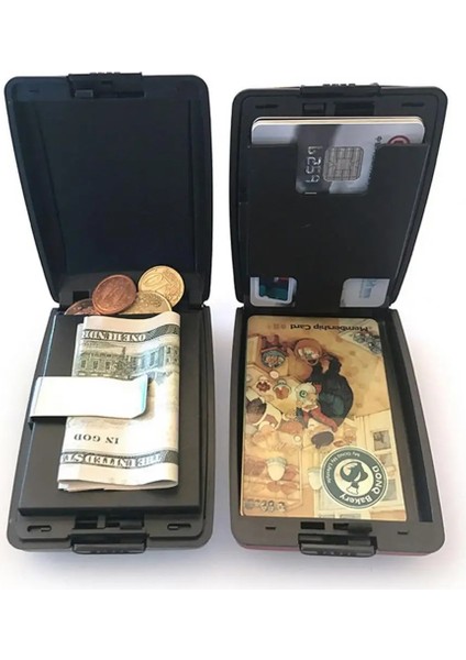 Kahve Tarzı Kart Kutusu Toz Geçirmez Su Geçirmez Mini Büyük Kapasiteli Hırsızlığa Karşı Koruyucu Alüminyum Alaşımlı Cep Dış Mekan Için Kredi Kartı Tutucu (Yurt Dışından) modelleri