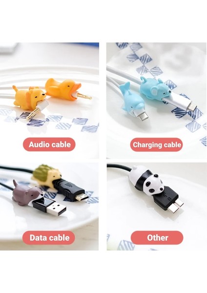 No.7 Tarzı Yenı Hayvan Kablo Koruyucu Kulaklık Tel USB Şarj Kablosu Ortak Anti Break Sevimli Kablo Bite Tutucu Cep Telefonu Aksesuarları (Yurt Dışından)