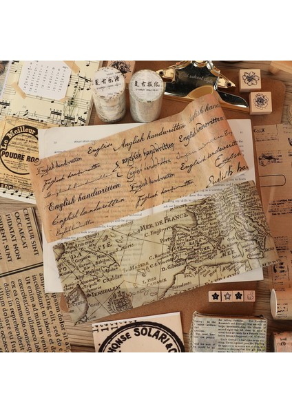 Bir Stil Vintage Ingilizce Mektup Poster Harita Maskeleme Washi Bant Damga Dekoratif Yapışkan Bant Diy Scrapbooking Ins Etiket Etiket (Yurt Dışından)