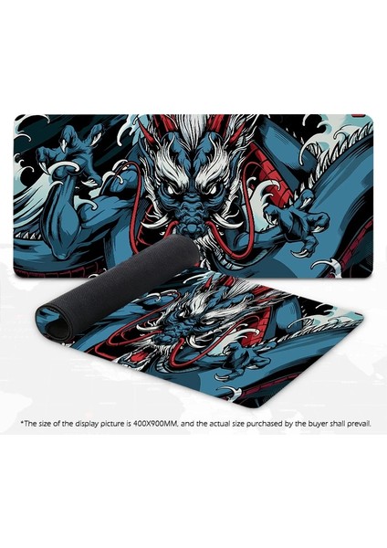 900X400X3MM-LQY Tarzı Japonya Sanat Ejderha Mousepad Şirketi Siyah Deskmat Pc Gamer Halı Mouse Pad Kaymaz Dikişli Kenar Oyun Mat Özel Aksesuarlar (Yurt Dışından)