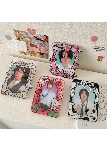 No.1 Stili Mınkys Kawaii Akrilik Süt Inek Kedi Kpop Fotoğraflı Kart Tutucu Fotoğraf Kart Tutucu Çanta Kolye Okul Kırtasiye (Yurt Dışından) modelleri