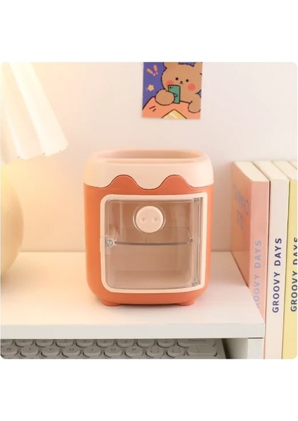 Turuncu Tarzı Kawaii Domuz Kalem Kalem Tutucu Fırça Saklama Kabı Masa Düzenleyici Çok Fonksiyonlu Washi Bant Depolama Kırtasiye Ofis Malzemeleri (Yurt Dışından)