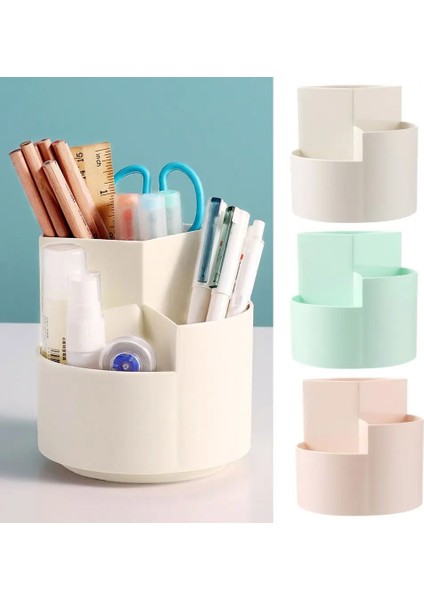 Yeşil Stil Yüksek Kapasiteli Yuvarlak Anti-Deforme Plastik Kalem Tutucu Ofis Kırtasiye Kutusu 3 Izgaralar Depolama Tutucu Kalem Saklama Kutusu (Yurt Dışından) fiyatları