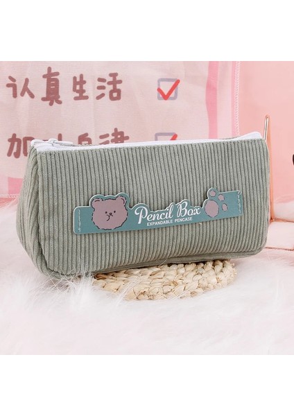 Yeşil Tarzı Kadife Büyük Kapasiteli Kalem Kutuları Okul Çantaları Kalem Çantası Sevimli Ayı Kalem Kutusu Papeterie Kawaii Kırtasiye Okul Malzemeleri (Yurt Dışından)