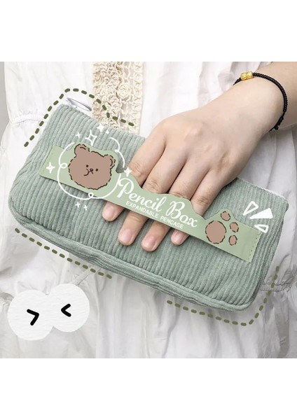 Yeşil Tarzı Kadife Büyük Kapasiteli Kalem Kutuları Okul Çantaları Kalem Çantası Sevimli Ayı Kalem Kutusu Papeterie Kawaii Kırtasiye Okul Malzemeleri (Yurt Dışından) fiyatları