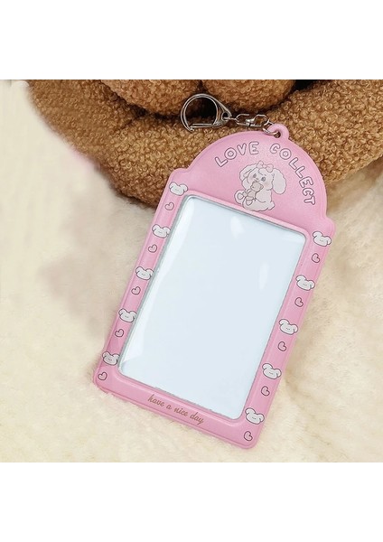 Pembe Tarzı Karikatür 3 Iotocard Tutucu Kpop Idol Fotoğraf Kartı Tutucu Fotoğraf Sevimli Öğrenci Otobüsü Kımlık Kartı Tutucu Fotocard Kolye Anahtarlık (Yurt Dışından)