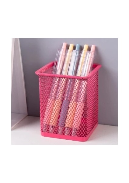 Kırmızı Stil 1 Adet, Yeni Kalem Tutucu Ofis Masası Metal Örgü Kare Kalem Pot Bardak Durumda Konteyner Organizatör Dayanıklı Kalem Kutusu (Yurt Dışından)