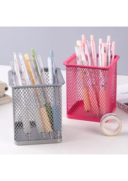 Kırmızı Stil 1 Adet, Yeni Kalem Tutucu Ofis Masası Metal Örgü Kare Kalem Pot Bardak Durumda Konteyner Organizatör Dayanıklı Kalem Kutusu (Yurt Dışından) indirimleri
