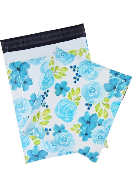 Mavi Çiçekler Stili Oly Mailers cm Hediyelik Bez Ambalaj Posta Postaları Butik Logo Baskı Kurye Çantaları Paket G Zarflar (Yurt Dışından)