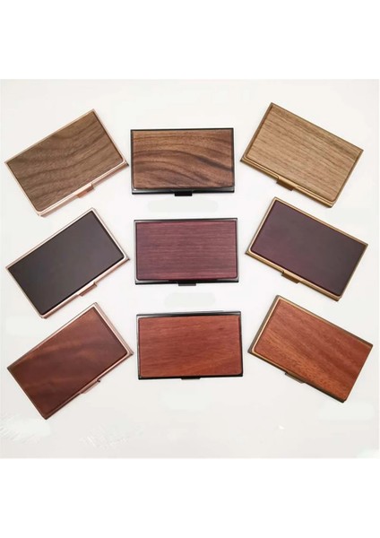 No.3 Tarzı Ezone Ahşap Ince Kartvizitlik Ekran Tutucu Unisex Ceviz Ahşap Kart Kutuları Masa Masaüstü Adı Banka Kımlık Kartı Standı Ofis Için (Yurt Dışından) fırsatları