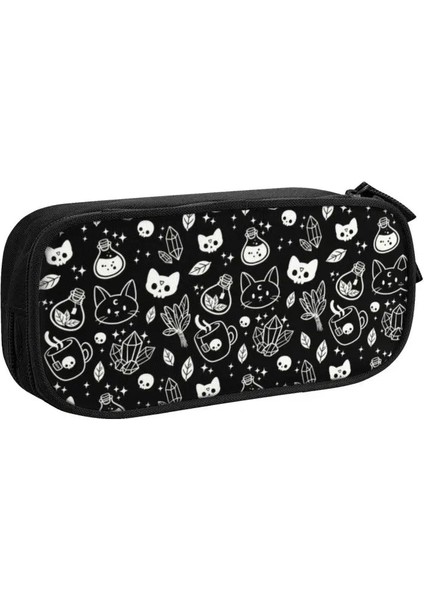 No.4 Stili Witchy Özü Sevimli Kalem Kutusu Erkek Kızlar Büyük Depolama Cadılar Bayramı Ürkütücü Cadı Kafatası Kalem Çantası Öğrencileri Kırtasiye (Yurt Dışından)
