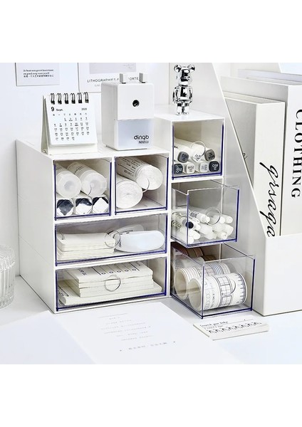 No1 Stili Şeffaf Masaüstü Kırtasiye Malzemesi Saklama Kutusu Çekmece Raf Organizatör Masası Takı Kozmetik Kırtasiye Saklama Kutuları Ev Organizatörler (Yurt Dışından) fırsatları