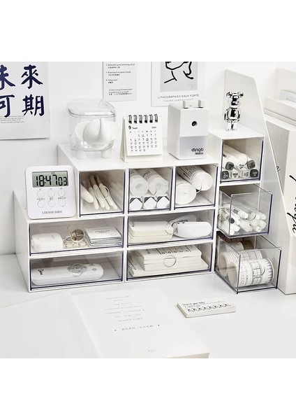 No1 Stili Şeffaf Masaüstü Kırtasiye Malzemesi Saklama Kutusu Çekmece Raf Organizatör Masası Takı Kozmetik Kırtasiye Saklama Kutuları Ev Organizatörler (Yurt Dışından) indirimleri