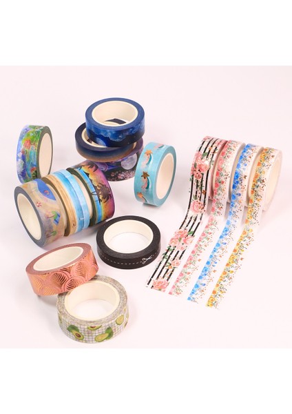 No.4 Tarzı Kawaii Avokado Maskeleme Washi Bant Gece Gökyüzü Gül Çiçek Dekoratif Yapışkan Bant Decora Diy Scrapbooking Sticker Etiket (Yurt Dışından) fiyatları