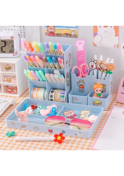 Pembe Tarzı Eğimli Kalem Tutucu Ins Yaratıcı Sevimli Moda Öğrenci Çok Fonksiyonlu Büyük Kapasiteli Masaüstü Kız Saklama Kutusu (Yurt Dışından) modelleri