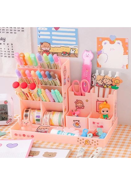 Pembe Tarzı Eğimli Kalem Tutucu Ins Yaratıcı Sevimli Moda Öğrenci Çok Fonksiyonlu Büyük Kapasiteli Masaüstü Kız Saklama Kutusu (Yurt Dışından) indirimleri