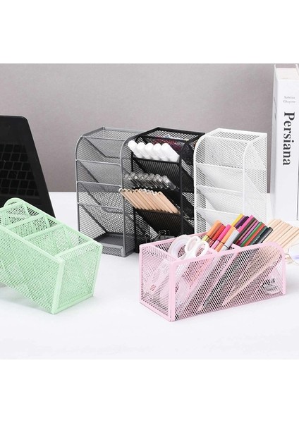 Pembe Tarzı Örgü Kırtasiye Caddy Masaüstü Organizatör Depolama Için 4 Yuvalı Renkli Kalem Boya Kalemi Boya Fırçaları Sanat Stüdyosu Ofis (Yurt Dışından) modelleri
