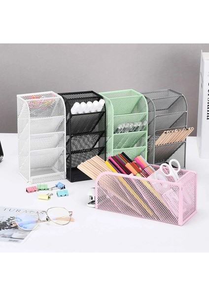 Pembe Tarzı Örgü Kırtasiye Caddy Masaüstü Organizatör Depolama Için 4 Yuvalı Renkli Kalem Boya Kalemi Boya Fırçaları Sanat Stüdyosu Ofis (Yurt Dışından) fırsatları